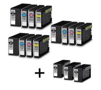 3 Full Sets And 3 FREE Canon BLACK Replacement Ink Cartridges PGI-1500XLBK/Y
