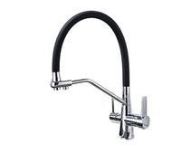 3-Function Brass Kitchen Faucet with Hot & Cold Handle Pull-Down Sprayer Modern Design Easy Installation Black Finish - Perfect for Home & Commercial Use