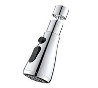3-Function Kitchen Faucet Spray Head, 360° Swivel Sink Aerator with Universal Adapter, 3-Spray Mode Faucet Attachment, Self-Cleaning Nozzles, Polished Chrome for Washing Dishes, Vegetables & Rinsing