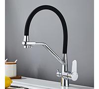 3-Function Pull Out Kitchen Mixer Tap - High Arc Chrome Faucet with Flexible Sprayer Water Filter & Purifier for Drinking Water - 3 Way Kitchen Sink Tap