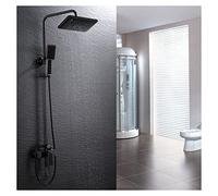 3 Function Shower Faucet,Rain Shower Head with Handheld Spray 5 Ft Shower Hose Combo Includes Wall Mount Bracket,Matte Black,A