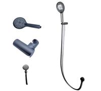 3 Functions Hand Shower Set ABS Handheld Brass Holder Copper Outlet 1.5m SUS Hose Matt Black Brushed Gold Grey Chrome(Metal Grey 2)