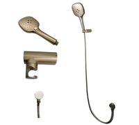 3 Functions Hand Shower Set ABS Handheld Brass Holder Copper Outlet 1.5m SUS Hose Matt Black Brushed Gold Grey Chrome(Brushed Gold 1)