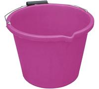 3 Gallon Strong 14L Plastic Builders Bucket With 28cm Round Washing Up Bowl Wash Basin Tub Vegetable & Fruit Cleaning For Daily Needs in Kitchen Garden (Pink)