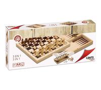 3 Games Combined In 1 Chess, Checkers, Backgammon In Wood - Cayro