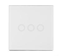 3-Gang 1-Way Touch Light Switch, Tempered Glass Panel Smart Control for LED and Incandescent Lamps, Single Live Wire No Neutral Required, 86-Type Wall Switch for Home Office Hotel(white)
