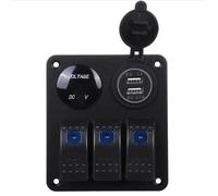 3 Gang Aluminum Toggle Switch Panel With USB Port And Digital Voltmeter 12V24V Compatible With Cars RVs Campers Trailers And Marine Use(Blue Light)