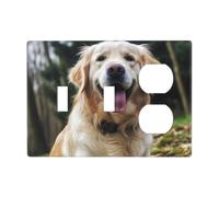 3-Gang Decorator Wall Plate Funny Golden Retriever Light Switch Cover Triple Toggle Receptacle Wallplate 6.57" x 4.65"
