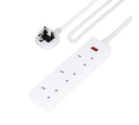 3 Gang Extension Lead, 3/5/10m Cable Length Options 3 Socket Power Strip Indicator Light Geepas White 4.6m