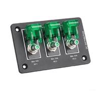 3-Gang For toggle Switch Control Panel Featuring Green LED Indicators and 20A Fuse Protection for 12V 24V DC Automotive Installations