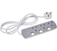 3 Gang Individually Switched UK Mains Extension Lead, Power On/Off Switch Extender with 3 sockets Grey/White Design Energy-Efficient-1 Meter