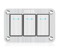 3 Gang Marine Boat Rocker Switch Panel Waterproof,12-24V Pre-Wired Aluminum Rocker Switch LED Indicator,Multi Function Marine Toggle Switche for RV Truck Boat SUV(Silver)