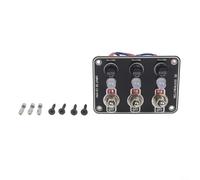 3 Gang Metal Rocker Switch Panel with LED Circuit Breaker Fuse Box, IP66 Waterproof, 12-24V for Car, Truck, Marine, Boat Interior Electrical Control