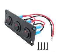 3 Gang Round Dot Lighted Rocker Switch Panel, Aluminum for TOGGLE Metal Plate with Red LED, 12V/24V DC 20A SPST On/Off for Boat Marine Car RV Yacht Truck