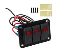 3 Gang Switch Panel Red Color Light Resisting Switch Board for Car Boat DC12V 24V