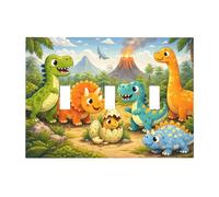 3-Gang Toggle - Cute Dinosaur Jungle Adventure Decorative Light switch Cover for kid's Room,Nursery,Playroom Wall Decor,6.7 x 4.8 Inch