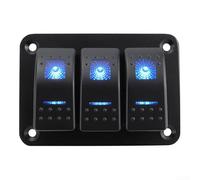 3 Gang Toggle Rocker Switch Panel with USB Ports Compatible with For Car, Boat, Marine, RV and Truck, Blue LED Light, 12V-24V DC, Waterproof