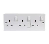 kenable 3 Gang Wall Sockets With Individual Switches And Back Box Converter