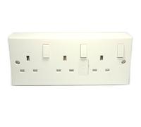 3 Gang Wall Sockets With Individual Switches And Back Box Converter