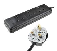3 Gang Way UK 13A Trailing Socket Mains Power Extension Lead 1m/2m/3m/5m/10m