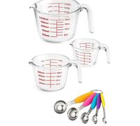 3 Glass Measuring Cups Set 1000 ,500 ,250 ml ( 4-Cups, 2-Cups and 1 Cup) Safe for Microwave, Freezer, BPA Free Premium Heat Resistant Borosilicate Glass by TIBLEN