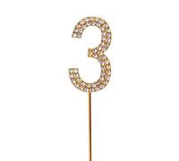 Gold 3 Sparkley Diamond Cake Topper Number 3 for Birthday Anniversary Shatchi Gold One Size