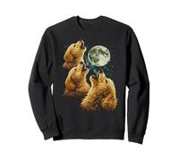 3 Golden Doodle Dogs Howling Cute Funny Moon Fantasy Sweatshirt