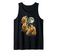 3 Golden Doodle Dogs Howling Cute Funny Moon Fantasy Tank Top
