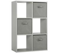 (3 Grey Drawers) Charles Jacobs Grey 6 Cube Open Book Shelf Storage Unit