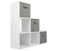 (3 Grey Drawers) Charles Jacobs White 3 Tier 6 Cube Storage Bookcase Shelf Display Unit with Choice of Drawers