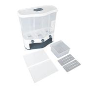 3 Grid Grain Dispenser Box, Rice and Grain Storage Container with Transparent Window, 6L Large Capacity Dry Food Dispenser with Removable Lid for Kitchen Pantry (Green)