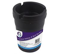 3 Groove Ashtray & Butt Bucket Smoking Removable Lid Round Plastic Odourless