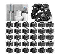3-H Broom Holder Wall Mounted 30Pcs, Stainless Steel Mop Holder, Broom Storage Heavy Duty Tool Hook Brush Storage Organiser with Non-slip Silicone Gear for Garage Garden Shed Bathroom Kitchen (Black)