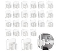 3-H Brush Holder Wall Mounted 24 Pack,Mop Holder Wall Mounted Self Adhesive,Broom Holder Wall Mounted for Kitchen Bathroom Closet Garden Garage(White)