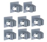 3-H Brush Holder Wall Mounted 8 Pack,Mop Holder Wall Mounted Self Adhesive,Broom Holder for Kitchen Bathroom Closet Garden Garage(Grey)