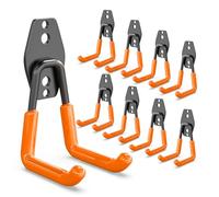 3-H Garage Hooks Heavy Duty, Tool Hangers for Garage Wall 8PC Small U, Skateboard Wall Mount,Garage Wall Hooks with 3 Welding Spot for Organizing Bike, Ladder, Bicycle, Chair, Shovel, Helmet(Orange)