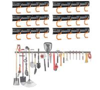 3-H Garden Tool Organizer 102 INCH All Metal,Tool Organizer 6 Racks,Broom Holder Wall Mount for Warehouse, Basement, Workshop Organizing and hanging Rake,Mop,Shovel,Hose