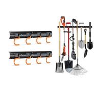 3-H Garden Tool Organizer 34 INCH All Metal,Tool Organizer 2 Racks,Broom Holder Wall Mount for Warehouse, Basement, Workshop Organizing and hanging Rake,Mop,Shovel,Hose