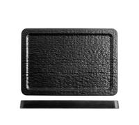 3 H&h Melamine E Rectangular Black Plates Cm 30,5x21,5x2,5