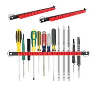 3-H Magnetic Screwdriver Holder,Magnetic Tool Holder Strip,Space Saving Tool Organizer Rack,Tool Magnet Bar for Workshop Garage Home | Fits up to 13 Screwdrivers,14 Inch(2 red)