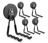 3-H Magnetic Wave Hooks Heavy Duty 4 Pack, Large Magnet Garage Hooks Heavy Duty and Strong Utility Magnetic Tool Holde for Hanging and organizing Garden Power Tool (Black