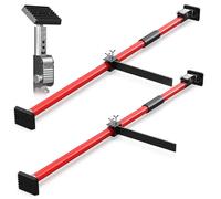 3-H Third Hand Telescopic Support Pole Heavy Duty, All-steel Support Rod for Cabinet Jacks Cargo Bars with Divider Bar Drywall Support-165 lbs Capacity and Extends from 43.3 to 76.8 Inch, 2 Pack(Red)