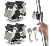 3-H Upgraded Magnetic Broom Holder with Strong Magnetic Hook 4 Pack, Broom Holder Wall Mount No Drill, Stainless Steel Broom Gripper for Garage Garden Shed Storage Laundry Home Kitchen, Silver