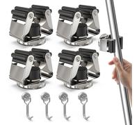 3-H Upgraded Magnetic Broom Holder with Strong Magnetic Hook 8 Pack, Broom Holder Wall Mount No Drill, Stainless Steel Broom Gripper for Garage Garden Shed Storage Laundry Home Kitchen,Silver