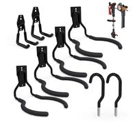3-H Weed Eater Hanger 4 Pack,2 Garden Hose Holder,2 Screw in Hooks,Utility Weedeater Rack,Tool Hangers for Organizing and Hanging Weed Wacker,Leaf Blower,String Trimmer in Garden