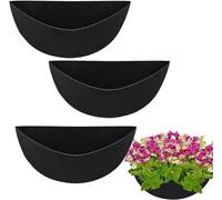 3 Half Round Planter Liner, 12/14/16 Inch Felt Trough Planter Liners, Outdoor Planter Liners, Window Box Liners Black Non-Woven Hanging Plant Liner For Planter Garden