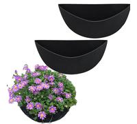 3 Half Round Planter Liner, 12/14/16 Inch Felt Trough Planter Liners, Outdoor Planter Liners, Window Box Liners Black Non-Woven Hanging Plant Liner For Planter Garden