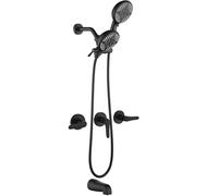 3 Handle Tub Shower Faucet Set Shower System with Tub Spout Bathtub Faucet Set Shower Tub Combo Set Complete Tub and Shower Trim Kit Matte Black