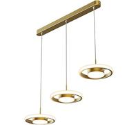 3 Head Brass Ceiling Pendant Light, Ring Copper Hanging Lights with 360° Luminous Acrylic Shade, Modern 27W LED Dining Room Suspension Lamp,Indoor Lighting