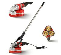 3-Head Concrete Grinder Set 4" Concrete Floor Grinder 3800W Concrete Planer with 6 Speed Control & Dust Extraction Shroud for Grinding Concrete Cement Marble Granite(Extension Rod Set)